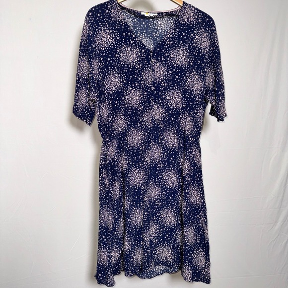 Boden Dresses & Skirts - Boden Navy Pink Floral Print V-Neck Mini Dress Short Sleeve Pockets W0206 US 10